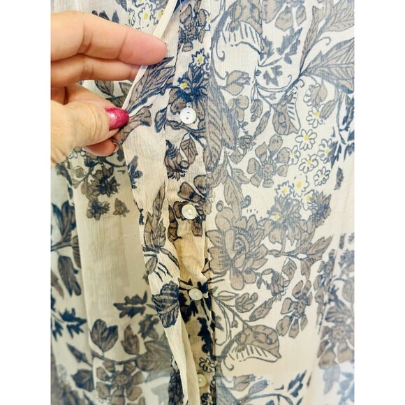 Free People Women Size S Hendrix Semi Sheer Floral Blouse Boho Festival Peasant - Picture 6 of 15